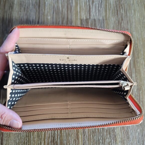 Kate Spade Continental Wallet Coral (Orange) Full Zip Wallet - Picture 4 of 7